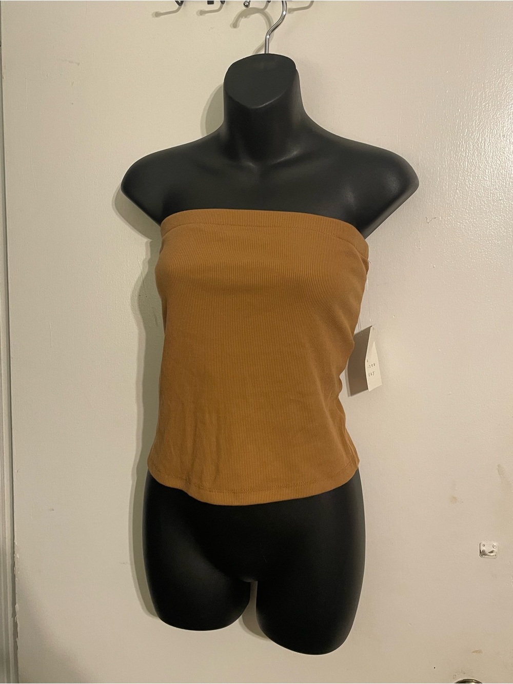 a new day Ribbed Strapless Tube Top in Camel Brown